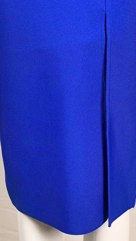 RHINESTONE STRAPS CUT-OUT SPLIT MINI DRESS