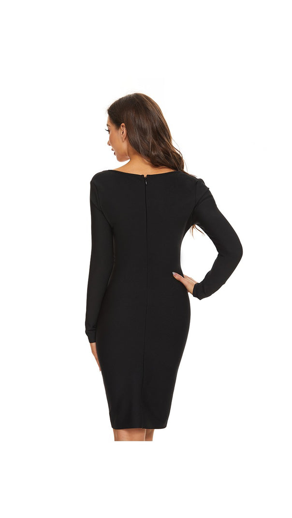 AIIZIE ALEXANDRA BODYCON BANDAGE MINI DRESS IN BLACK - product image