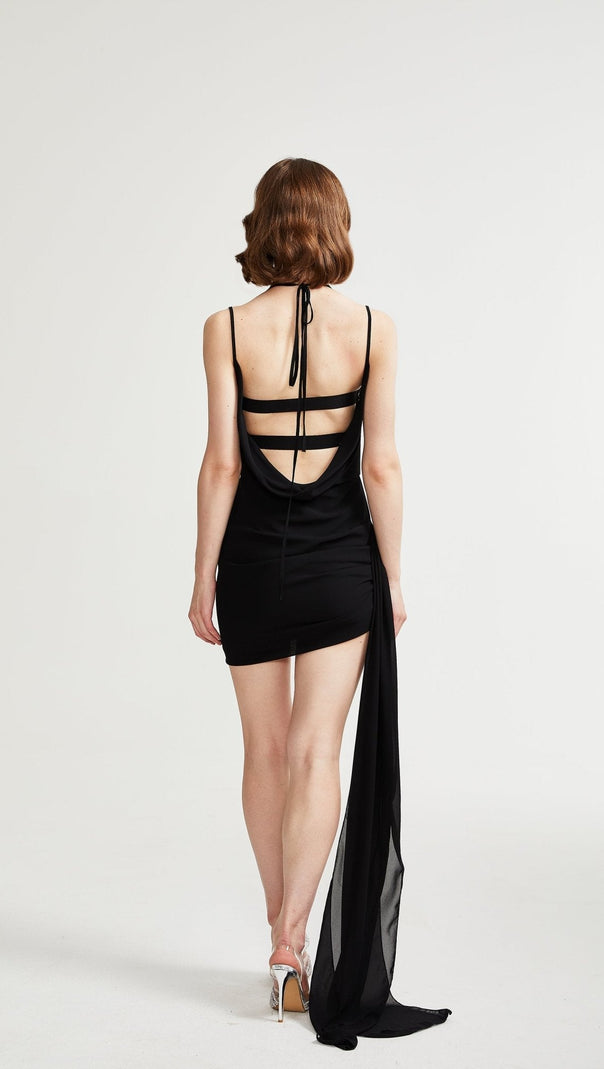 AIIZIE ALMA BUTTERFLY SEQUIN MINI DRESS IN BLACK - product image