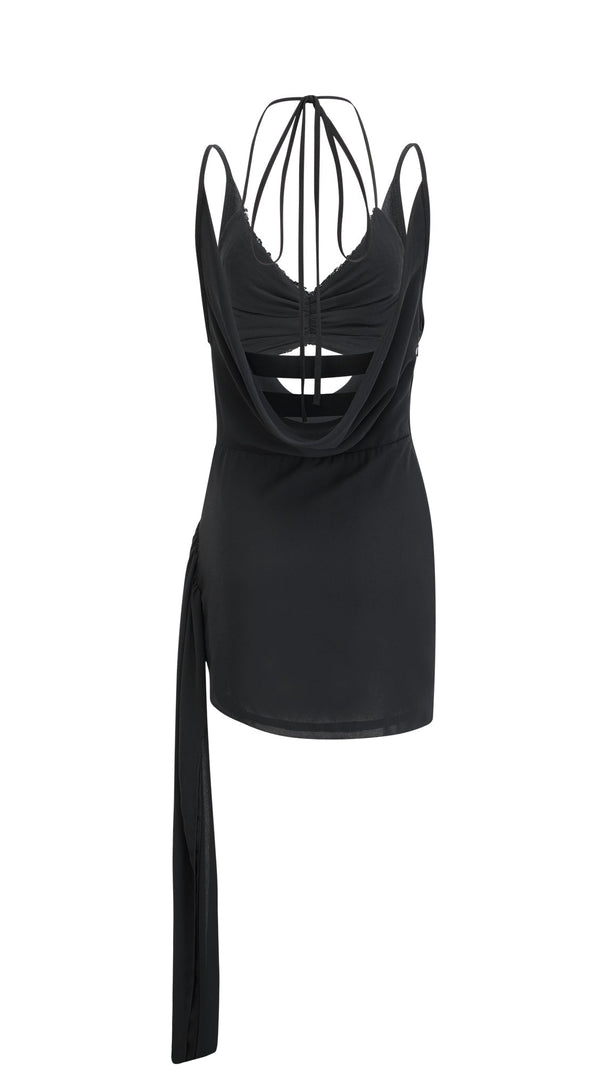 AIIZIE ALMA BUTTERFLY SEQUIN MINI DRESS IN BLACK - product image
